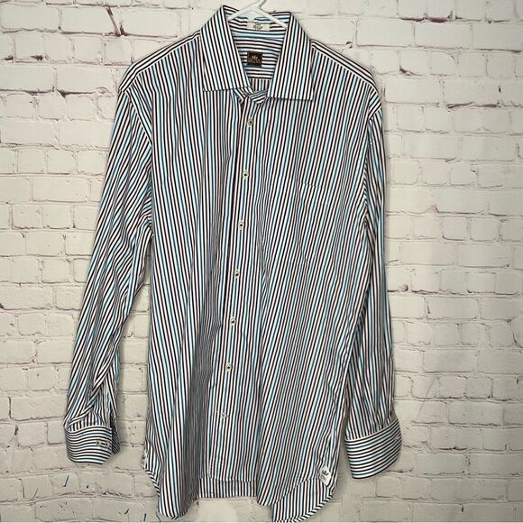 New Peter Millar Mens Shirt Button Down Long Sleeve Striped Dress Shirt Size L - Picture 2 of 8